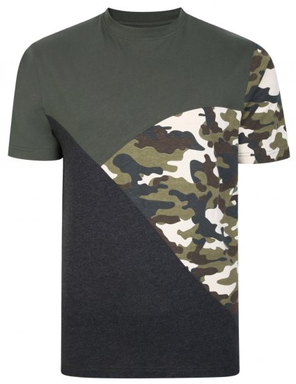 Kam Jeans 5394 Cut & Saw Camo Panel T-Shirt Khaki - Marškinėliai - Marškinėliai - 2XL-14XL