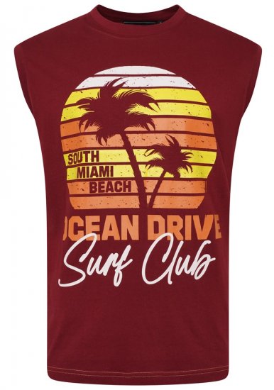 Kam Jeans 5398 Miami Beach Sleeveless Tee Burgundy - Marškinėliai - Marškinėliai - 2XL-14XL