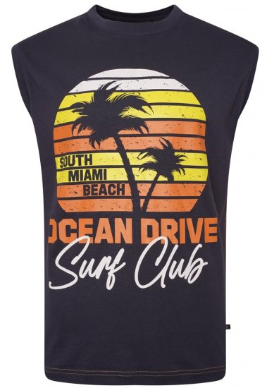 Kam Jeans 5398 Miami Beach Sleeveless Tee Indigo - Marškinėliai - Marškinėliai - 2XL-14XL