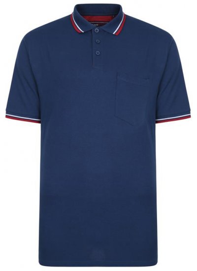 Kam Jeans 5400B Tipped Polo with Pocket Insignia Blue - Polo marškinėliai - Polo marškinėliai - 2XL-8XL