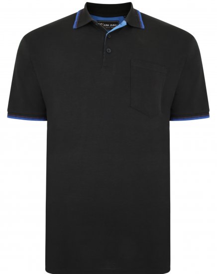 Kam Jeans 5400C Tipped Polo with Pocket Black - Polo marškinėliai - Polo marškinėliai - 2XL-8XL