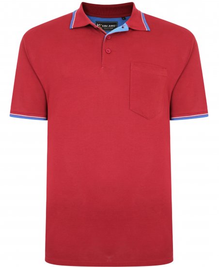 Kam Jeans 5400C Tipped Polo with Pocket Burgundy - Polo marškinėliai - Polo marškinėliai - 2XL-8XL