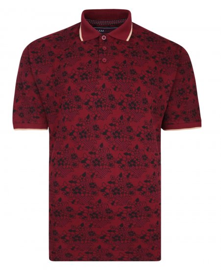 Kam Jeans Floral Print Polo Wine - Polo marškinėliai - Polo marškinėliai - 2XL-8XL