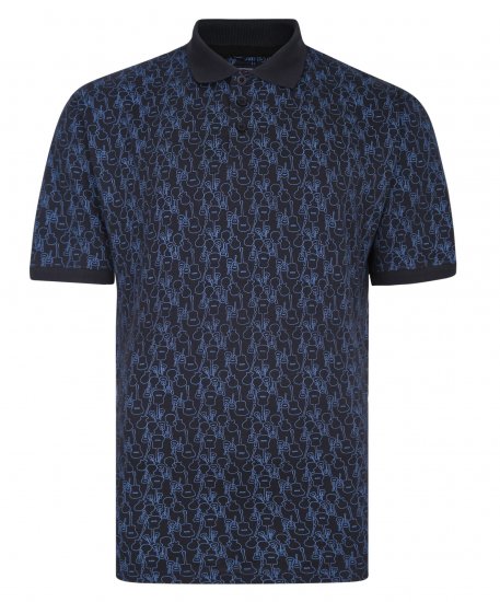 Kam Jeans Guitar Print Polo Midnight - Polo marškinėliai - Polo marškinėliai - 2XL-8XL