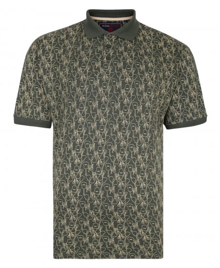 Kam Jeans Guitar Print Polo Olive - Polo marškinėliai - Polo marškinėliai - 2XL-8XL