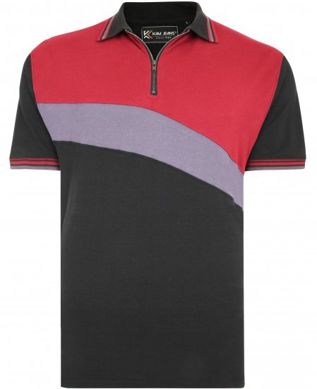 Kam Jeans 5448 Cut & Saw Polo with Zip Black - Polo marškinėliai - Polo marškinėliai - 2XL-8XL