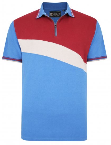Kam Jeans 5448 Cut & Saw Polo with 1/4 Zip Blue - Polo marškinėliai - Polo marškinėliai - 2XL-8XL