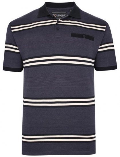 Kam Jeans 5452 Yarn Dye Srtipe Polo Charcoal - Polo marškinėliai - Polo marškinėliai - 2XL-8XL