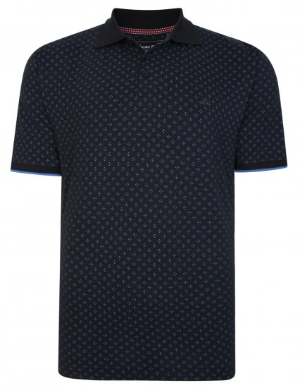 Kam Jeans 5455 Dobby Print Polo Black - Polo marškinėliai - Polo marškinėliai - 2XL-8XL