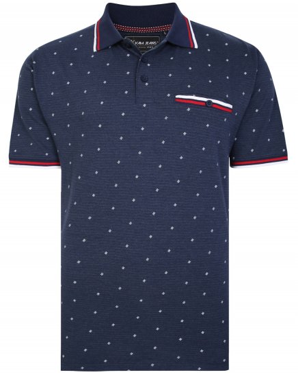 Kam Jeans 5456 Drop Needle Jersey Polo with Dobby Print - Polo marškinėliai - Polo marškinėliai - 2XL-8XL