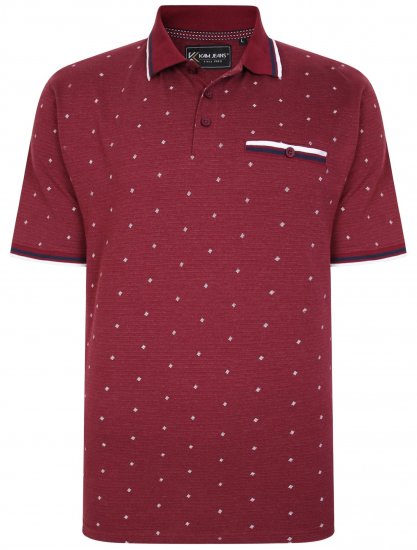 Kam Jeans 5456 Drop Needle Jersey Polo with Dobby Print Burgundy - Polo marškinėliai - Polo marškinėliai - 2XL-8XL