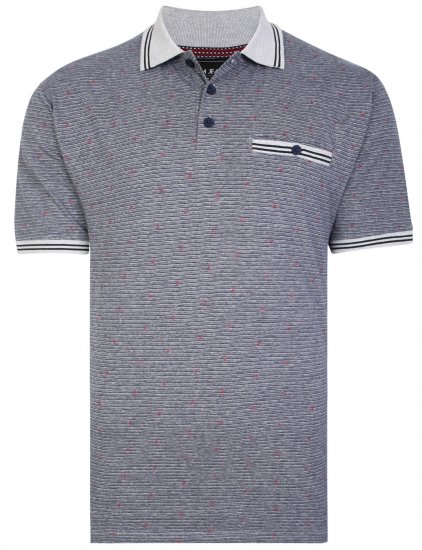 Kam Jeans 5456 Drop Needle Jersey Polo with Dobby Print Grey - Polo marškinėliai - Polo marškinėliai - 2XL-8XL