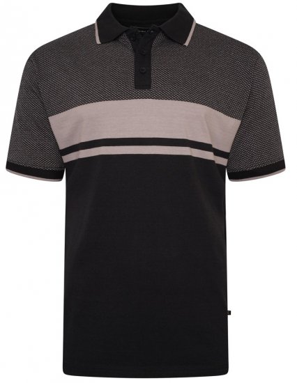 Kam Jeans 5462 Dobby Weave Polo Black - Polo marškinėliai - Polo marškinėliai - 2XL-8XL