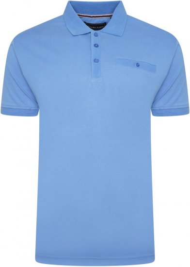 Kam Jeans 5498 Jersey Polo with Self Stripe Jacquard Collar/Cuffs Royal Blue - Polo marškinėliai - Polo marškinėliai - 2XL-8XL