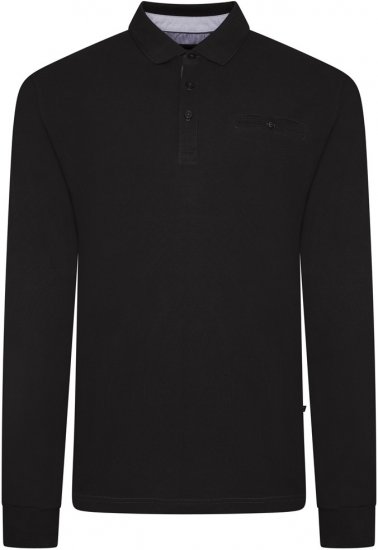 Kam Jeans 5508 LS Pique Polo with Jacquard Collar/Cuffs Black - Polo marškinėliai - Polo marškinėliai - 2XL-8XL