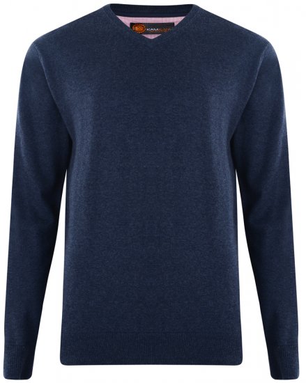 Kam Jeans V-kaklo Megztas Megzinis Tamsiai Mėlynas - Megztiniai ir džemperiai - Megztiniai ir Džemperiai - 2XL-14XL