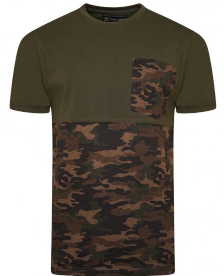 Kam Jeans 5700 Camo Panelled T-Shirt Khaki - Marškinėliai - Marškinėliai - 2XL-14XL