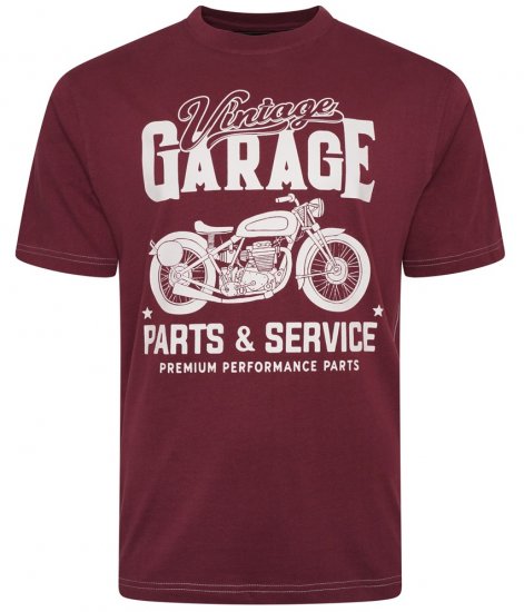 Kam Jeans 5702 Vintage Print T-Shirt Plum - Marškinėliai - Marškinėliai - 2XL-14XL