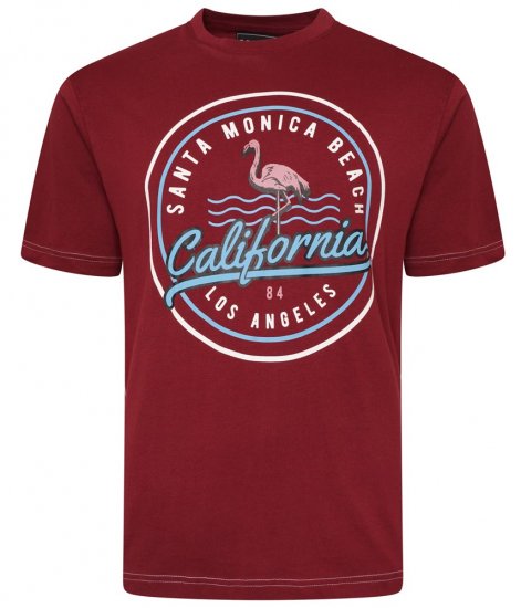 Kam Jeans 5707 Santa Monica Tee Burgundy - Marškinėliai - Marškinėliai - 2XL-14XL
