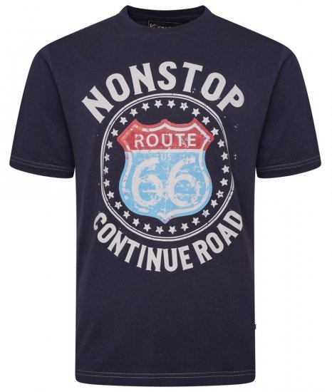 Kam Jeans 5708 Route 66 T-Shirt Navy - Marškinėliai - Marškinėliai - 2XL-14XL