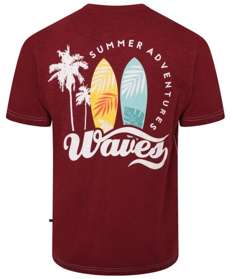 Kam Jeans 5709 Summer Adventure Print Tee Burgundy - Marškinėliai - Marškinėliai - 2XL-14XL