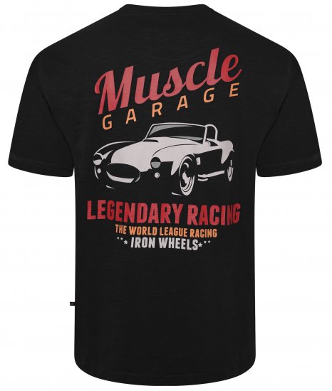 Kam Jeans 5710 Legendary Racing Slub Tee With Back Print Black - Marškinėliai - Marškinėliai - 2XL-14XL