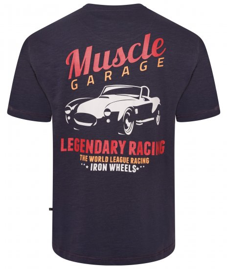 Kam Jeans 5710 Legendary Racing Slub Tee With Back Print Navy - Marškinėliai - Marškinėliai - 2XL-14XL