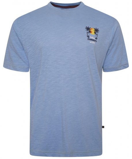 Kam Jeans 5711 Endless Summers Slub Tee With Back Print Blue - Marškinėliai - Marškinėliai - 2XL-14XL