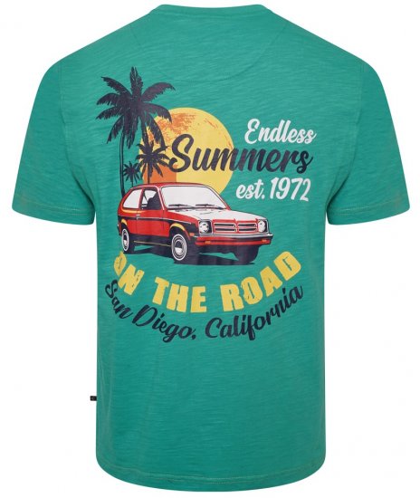 Kam Jeans 5711 Endless Summers Slub Tee With Back Print Emerald - Marškinėliai - Marškinėliai - 2XL-14XL