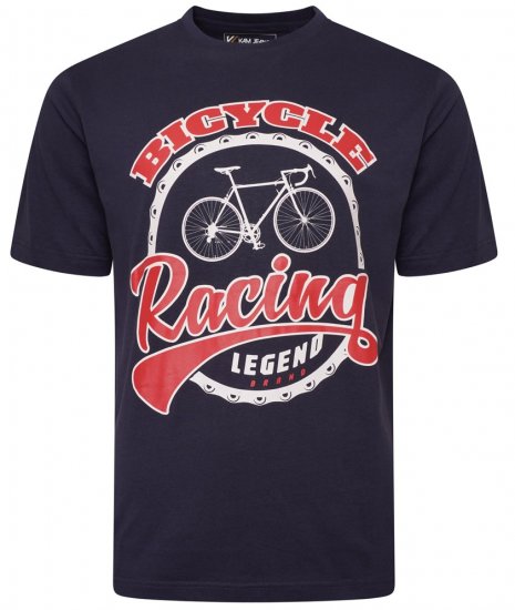 Kam Jeans 5712 Twin Pack Motorcycle/Cycle Print Tee Black and Navy - Marškinėliai - Marškinėliai - 2XL-14XL