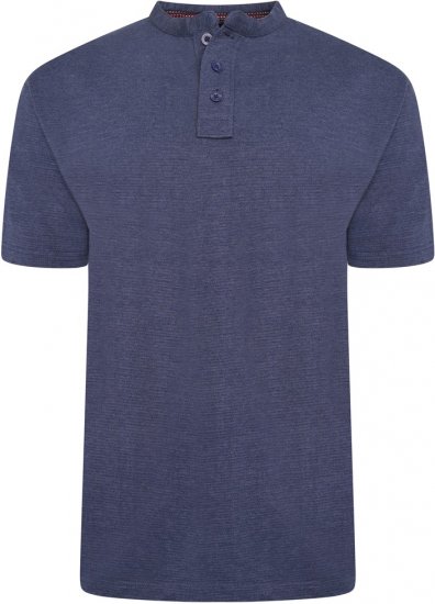 Kam Jeans 5744 Textured Jersey Grandad Top Indigo - Polo marškinėliai - Polo marškinėliai - 2XL-8XL