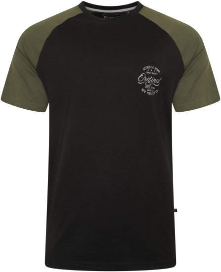 Kam Jeans 5747 Raglan T-Shirt with Print Black - Marškinėliai - Marškinėliai - 2XL-14XL