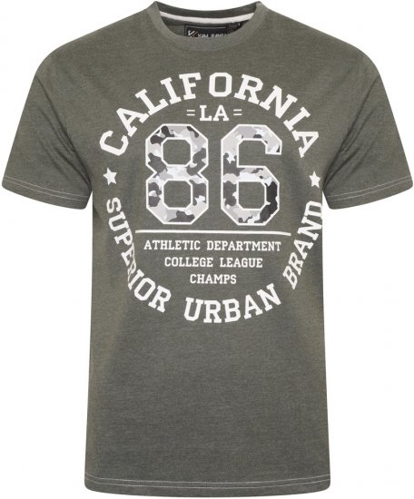 Kam Jeans 5748 California Camo 86 Print T-Shirt Khaki Marl - Marškinėliai - Marškinėliai - 2XL-14XL