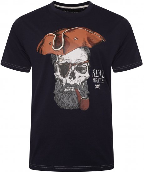 Kam Jeans 5752 Real Pirates Print T-Shirt Navy - Marškinėliai - Marškinėliai - 2XL-14XL
