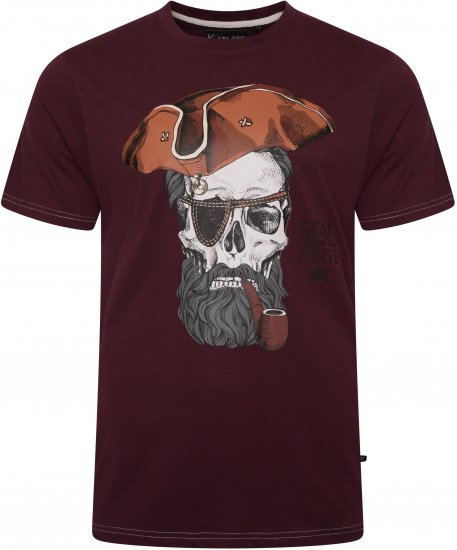 Kam Jeans 5752 Real Pirates Print T-Shirt Dark Red - Marškinėliai - Marškinėliai - 2XL-14XL
