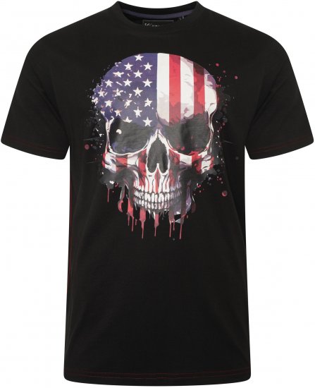 Kam Jeans 5756 USA Ghost Skull Print T-Shirt Black - Marškinėliai - Marškinėliai - 2XL-14XL