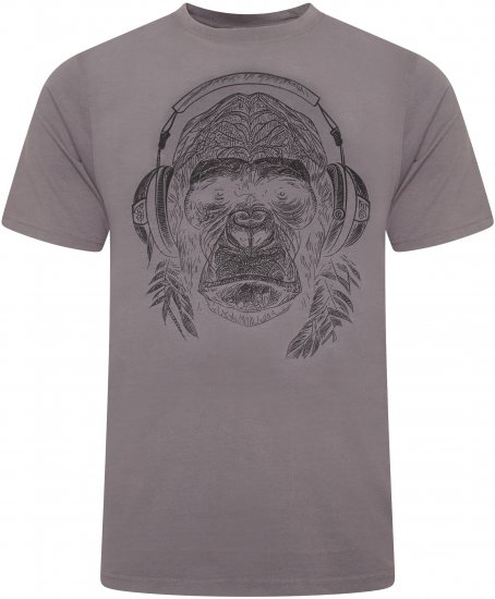 Kam Jeans 5759 Stencil Gorilla Print T-Shirt Slate Grey - Marškinėliai - Marškinėliai - 2XL-14XL