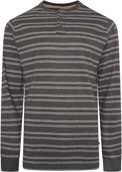 Kam jeans 5761 Embossed Waffle Stripe Long Sleeve Henley Shirt Charcoal - Polo marškinėliai - Polo marškinėliai - 2XL-8XL