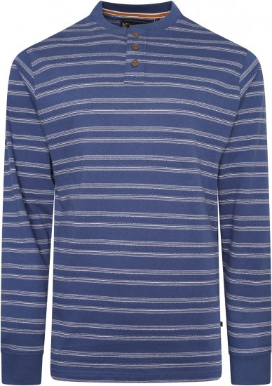 Kam jeans 5761 Embossed Waffle Stripe Long Sleeve Henley Shirt Indigo - Polo marškinėliai - Polo marškinėliai - 2XL-8XL