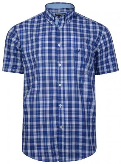 Kam Jeans 6155 Short Sleeve Check Shirt Blue - Marškiniai - Marškiniai - 2XL-8XL