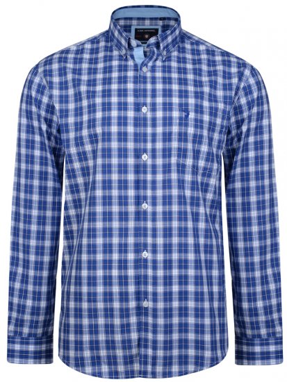 Kam Jeans 6155 Long Sleeve Check Shirt Blue - Marškiniai - Marškiniai - 2XL-8XL