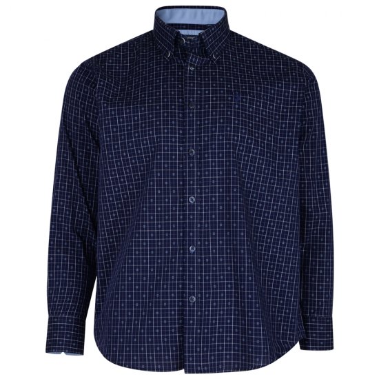 Kam Jeans 6158 Long Sleeve Dobby Embroidery Shirt Navy - Marškiniai - Marškiniai - 2XL-8XL