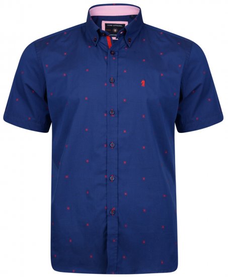Kam Jeans 6160 Short Sleeve Dobby Print Shirt Twilight Blue - Marškiniai - Marškiniai - 2XL-8XL