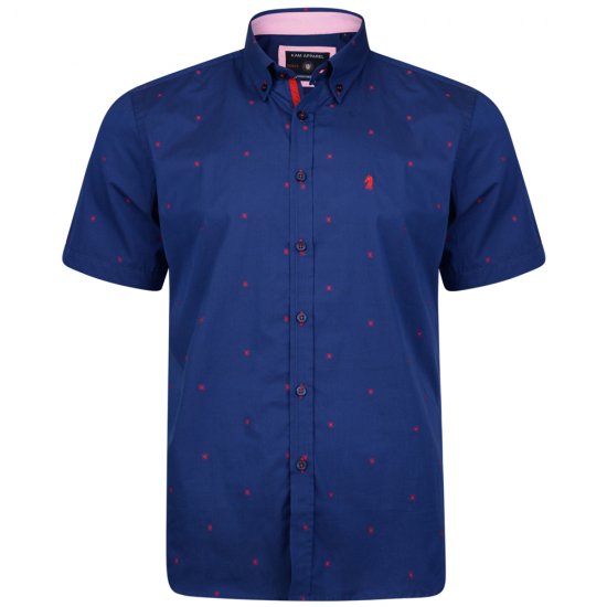 Kam Jeans 6160 Short Sleeve Dobby Print Shirt Twilight Blue - Marškiniai - Marškiniai - 2XL-8XL