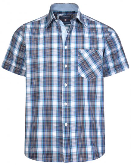 Kam Jeans 6163 Short Sleeve Shirt Blue - Marškiniai - Marškiniai - 2XL-8XL