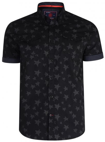 Kam Jeans 6171 Short Sleeve Shirt Charcoal - Marškiniai - Marškiniai - 2XL-8XL