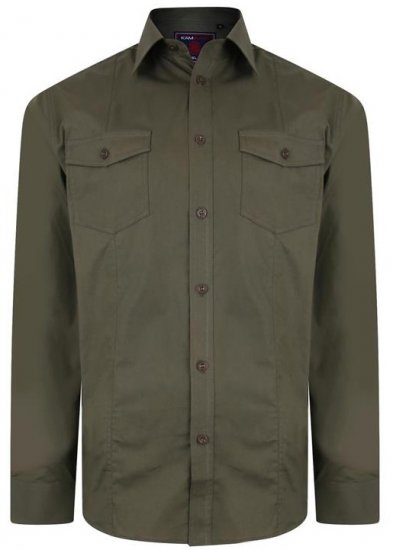 Kam Jeans Retro Long Sleeve Stretch Shirt Khaki - Marškiniai - Marškiniai - 2XL-8XL