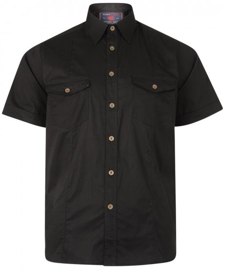 Kam Jeans 6180 Short Sleeve Shirt Black - DUPLICATE - Marškiniai - Marškiniai - 2XL-8XL