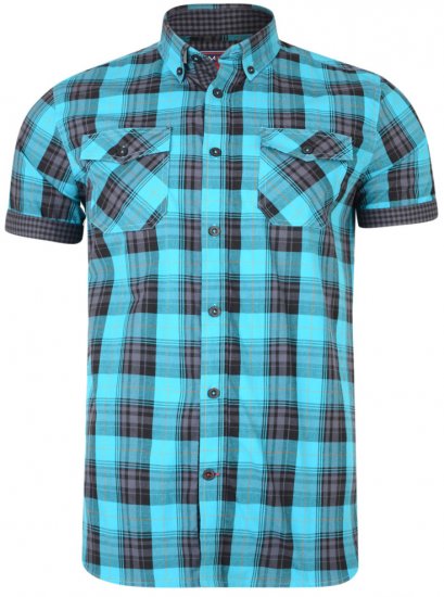Kam Jeans 6184 Short Sleeve Shirt Teal - Marškiniai - Marškiniai - 2XL-8XL