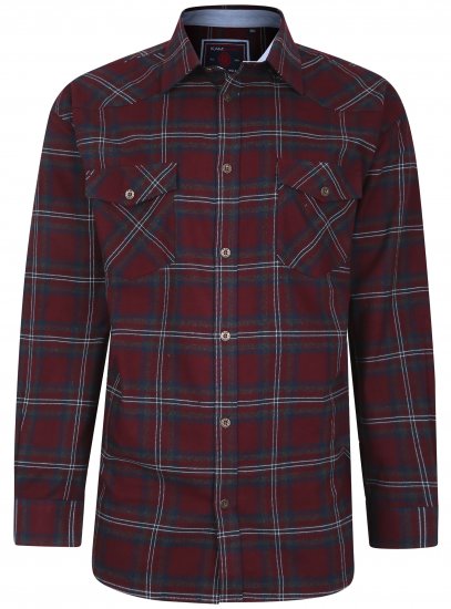 Kam Jeans 6194 Long Sleeve Flannel Shirt Burgundy - Marškiniai - Marškiniai - 2XL-8XL